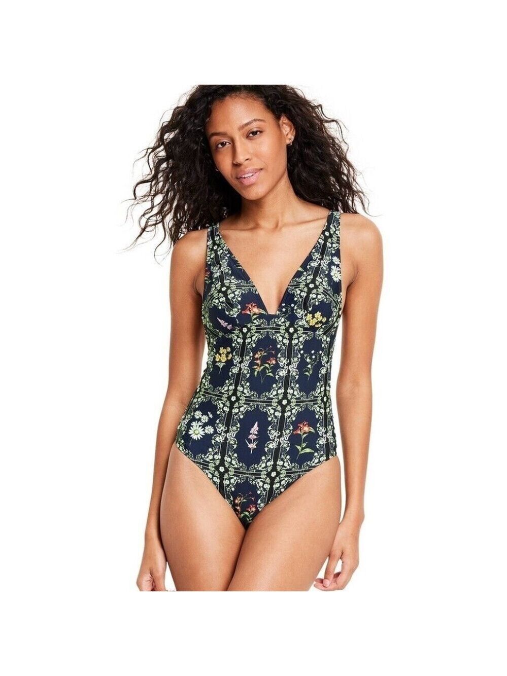 Agua Bendita Dainty Floral Tile Print Cheeky One Piece Swimsuit